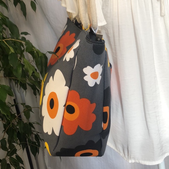 FARMHOUSE IS MY STYLE large canvas floral tote bag gray w/orange yellow NWOT - Picture 6 of 15